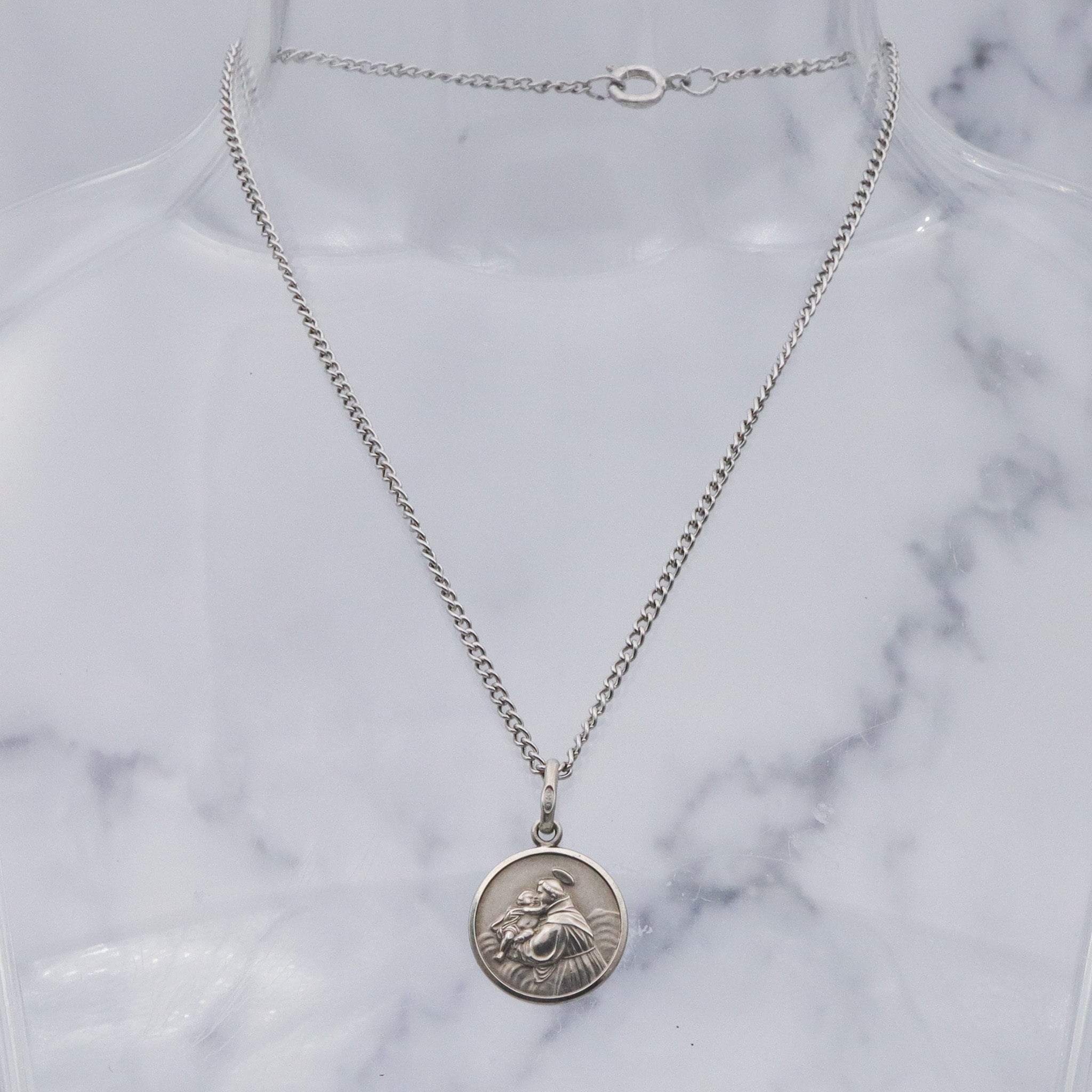 Vintage Italian .800 silver Saint Anthony medallion pendant